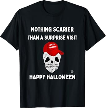 Food Safety Halloween Health Inspector Visit Skull T-Shirt
