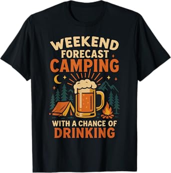 Tent Camping Beer Vintage Weekend Forecast Camping with A T-Shirt