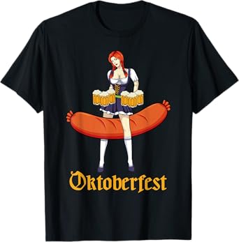 Barmaid Oktoberfest Cute German Woman Dirndl Bratwurst Beer T-Shirt