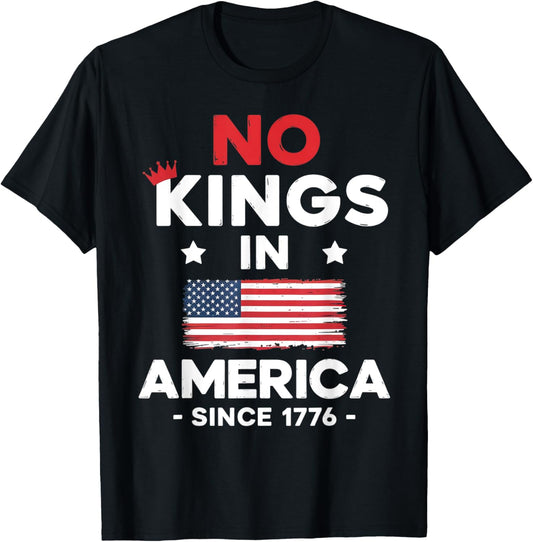 No Kings In America Since 1776 Retro American Flag Patriotic T-shirt