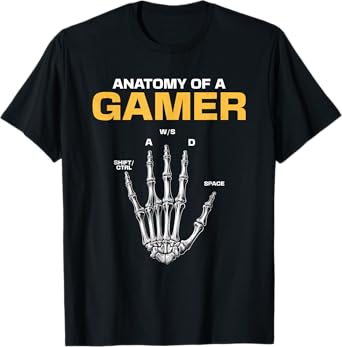 Anatomy Of A Gamer Skeleton Hand Funny Video Gamer Men Boys T-Shirt