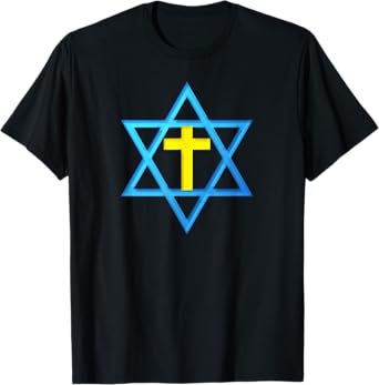 Messianic Star of David with Gold Cross T-Shirt T-Shirt