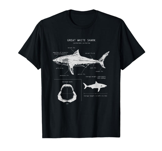 Great White Shark Anatomy , Marine Biologist T-Shirt