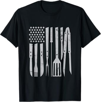 American Flag Utensil Bbq Tools Griller Pitmaster Barbecuing T-Shirt for Women Men