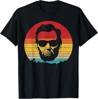4th of July Men Women Abe Abraham Lincoln Retro Sunset T-Shirt