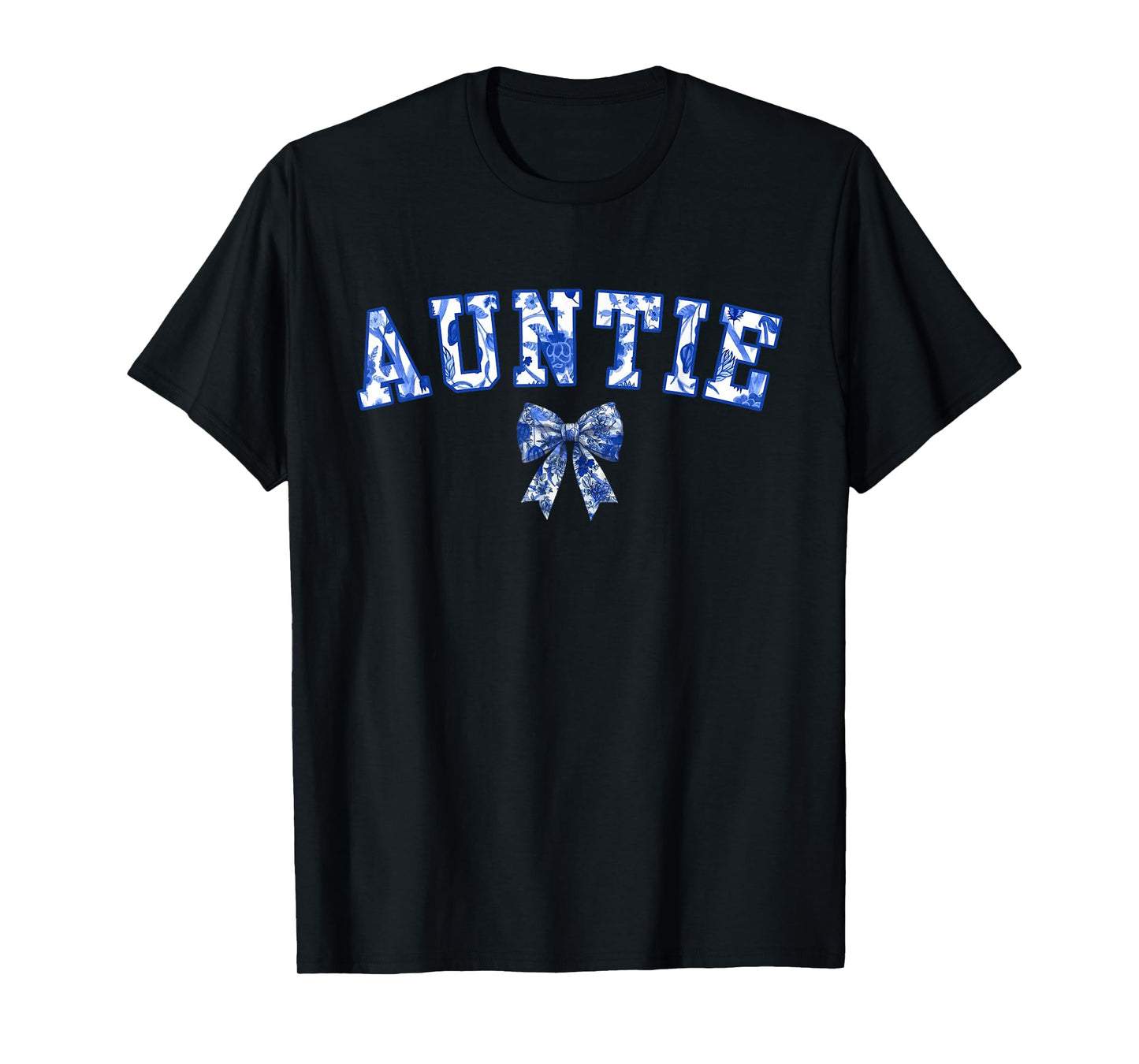 Auntie Coquette Toile Blue Bow Floral Family Matching T-Shirt