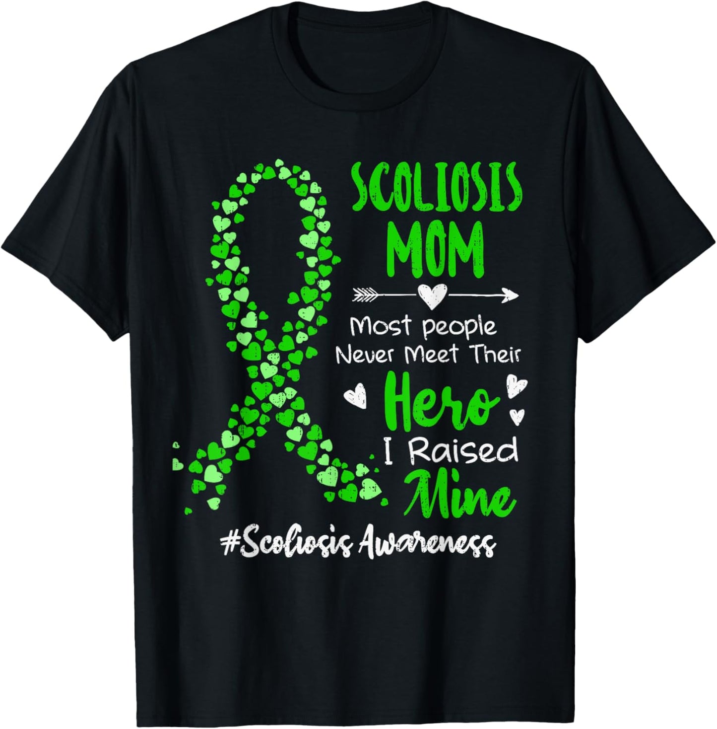 Mom Scoliosis Awareness Green Ribbon Spinal Health Support T-Shirt