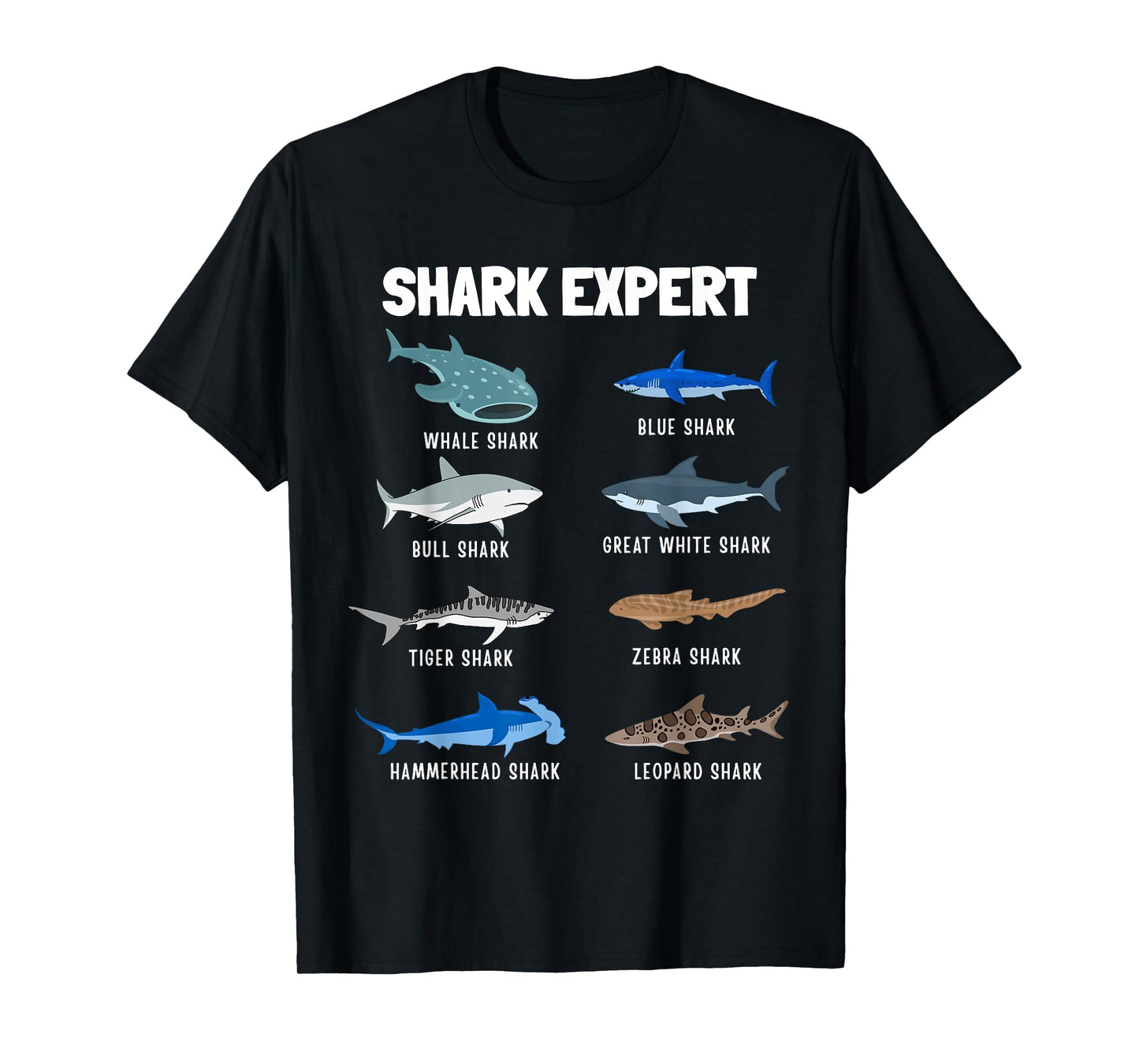 Funny Shark Expert Educational Ocean Animal Species Lovers T-Shirt