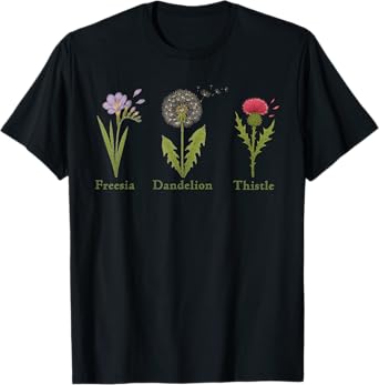 Vintage Subtle Flowers Freesia Dandelion Thistle Shirt Women T-Shirt