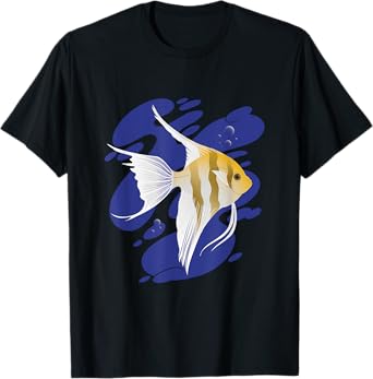 Cool Graphic Angel Fish Swimming Design T-Shirt