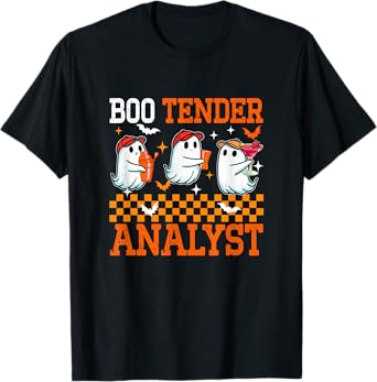 Boo Tender Analyst Halloween Bartender Job Three Cute Boos T-Shirt