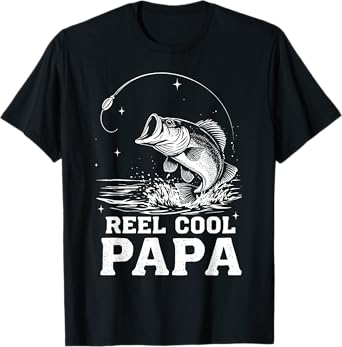 Mens Reel Cool-Papa Father's Day Fishing Dad Grandpa Fishermen T-Shirt