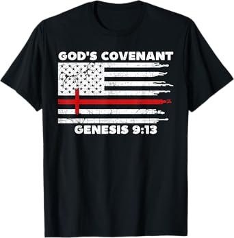 Gods Covenant Rainbow Genesis 9 13 Jesus Cross Bible Quote T-Shirt