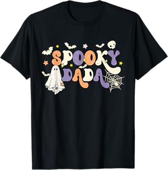 Spooky Dada Cute Ghost Halloween Dad Family Spooky Season T-Shirt