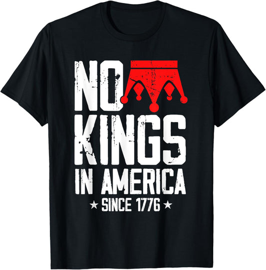 No Kings In America Since 1776 Distressed Usa Flag Vintage T-shirt