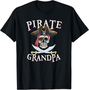 Pirate Grandpa Halloween Skull Pirate Hat T-Shirt