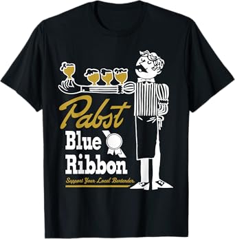 Pabst Blue Ribbon Retro Bartender T-Shirt