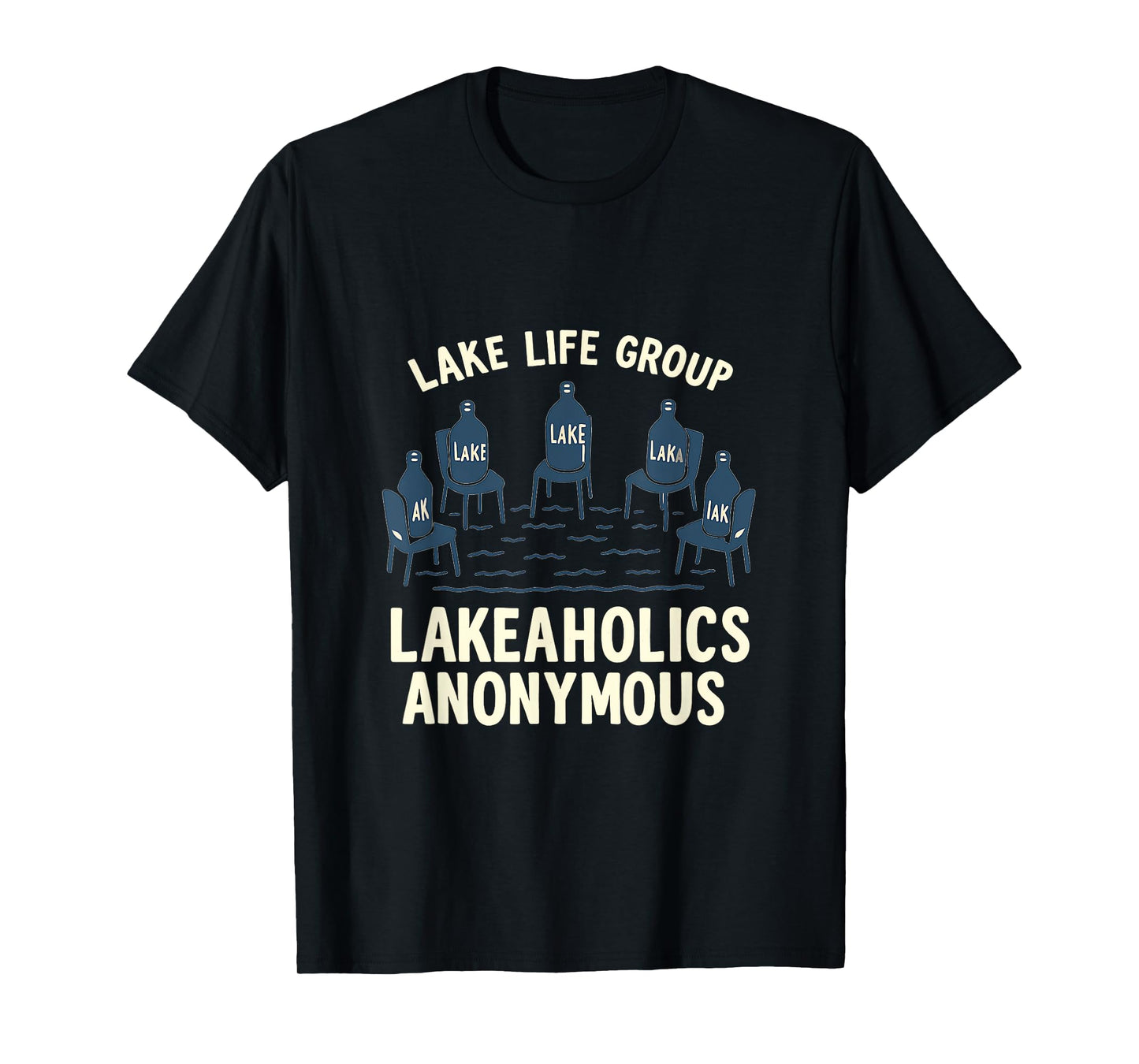 Lakeaholics Anonymous Lake Life Water Bottle Circle T-Shirt