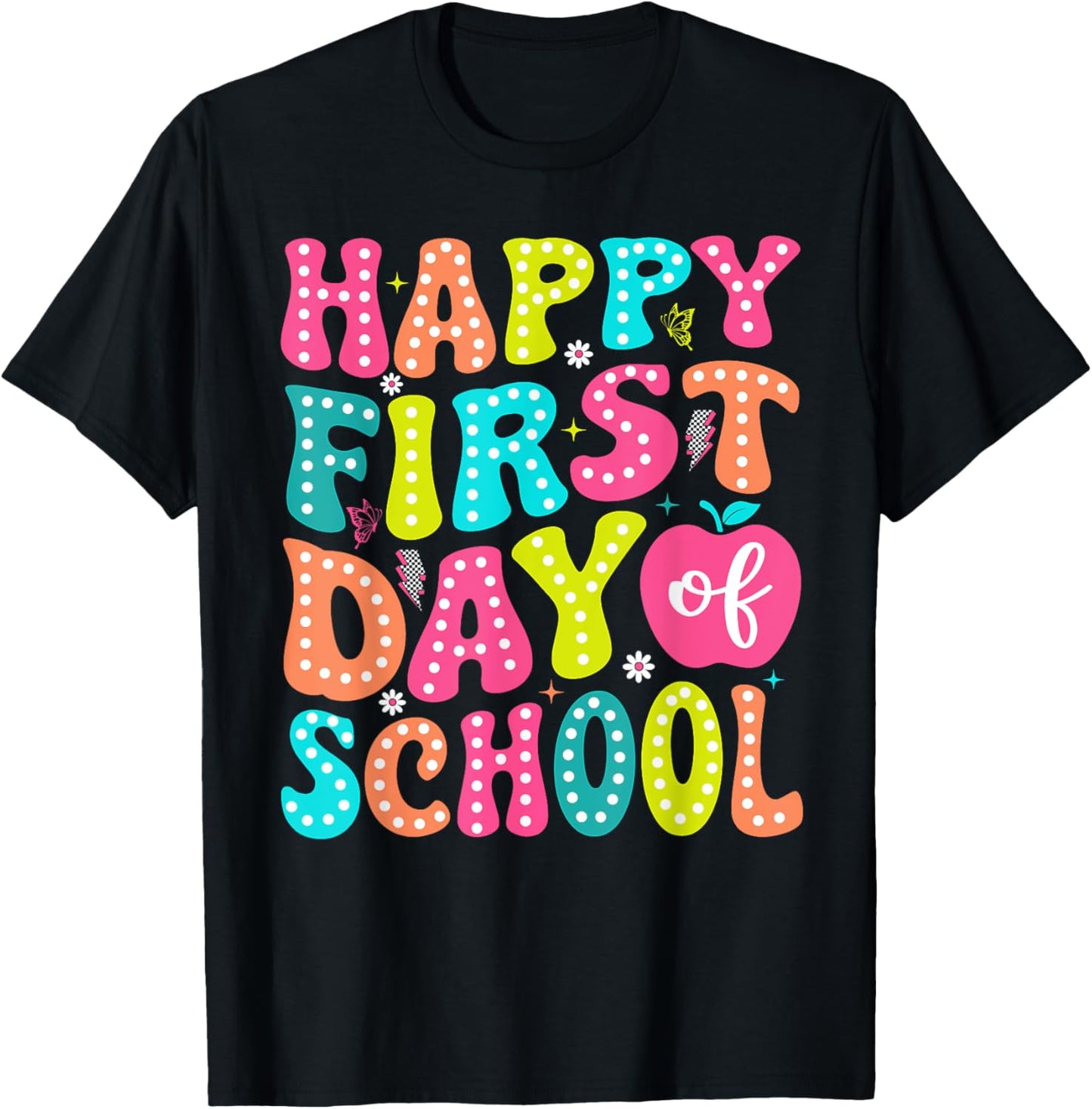 Happy First Day Of School Retro Back To School Teacher Kids T-shirt by TeeBrew