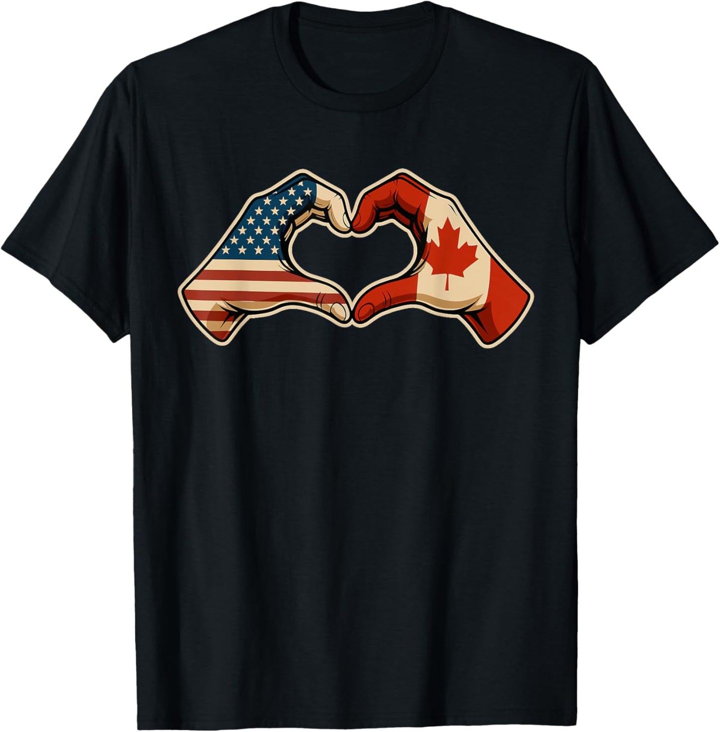Half Canadian Half American Canada Usa Flag Heart T-shirt