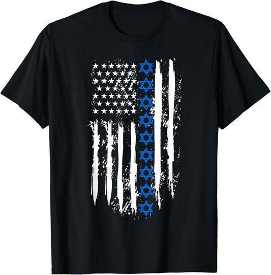 Israel Independence Star of David US American Flag Patriotic T-Shirt