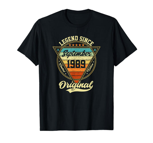 Vintage 36th Birthday Legend Since September 1989 T-Shirt