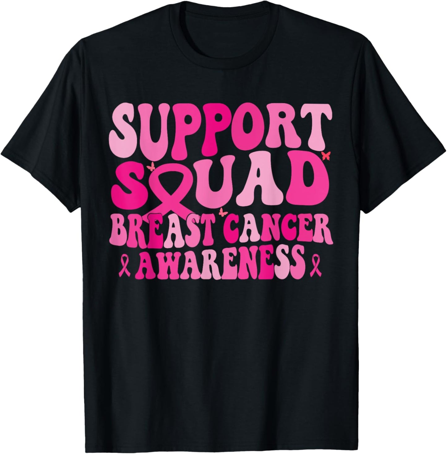 support squad breast cancer awareness pink ribbon butterfly T-Shirt