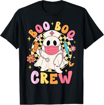Groovy Boo Boo Crew Nurse Funny Ghost Women Halloween Nurse T-Shirt