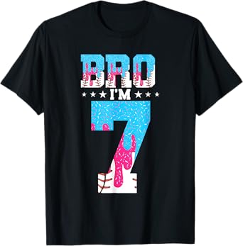 Bro 7th Birthday Boy Baseball Ice Cream Drip 7 Year Old Boy T-Shirt