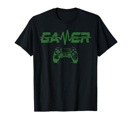 Gamer Heartbeat Video Games Gaming Boys Teens Men T-Shirt
