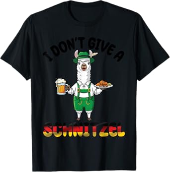 Llama Lederhosen Beer I Don't Give A Schnitzel Oktoberfest T-Shirt