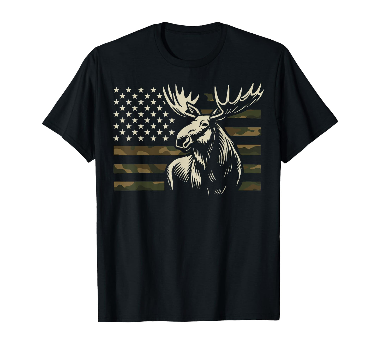 Moose USA Flag Alaska Wildlife T-Shirt