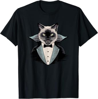 Halloween Vampire Siamese Cat T-Shirt