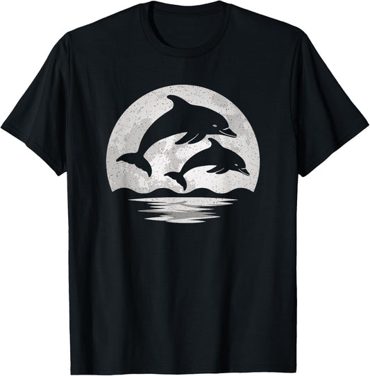 Dolphin Moon Vintage Dolphin Lover Men Women Kids T-Shirt