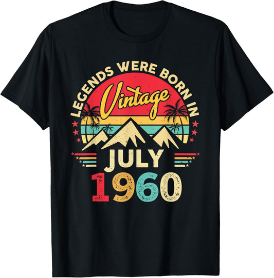 Vintage 65th Birthday Legends Were Born In July 1960 T-shirt