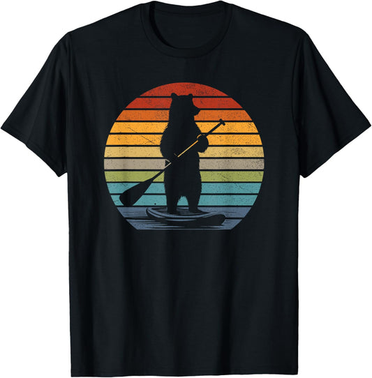 Vintage Paddle Boarding Bear SUP Stand Up Paddle Board T-Shirt