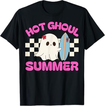 Funny Hot Ghoul Summer Ghost Spooky Beach Halloween Men Women T-Shirt