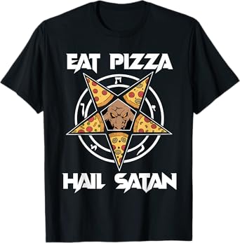 Baphomet Shirt Women Pentagram Tshirt Eat Pizza Hail Satan T-Shirt