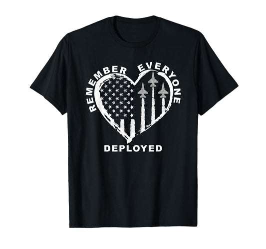 RED Friday Remember Everyone Deployed Military Heart Jet T-Shirt
