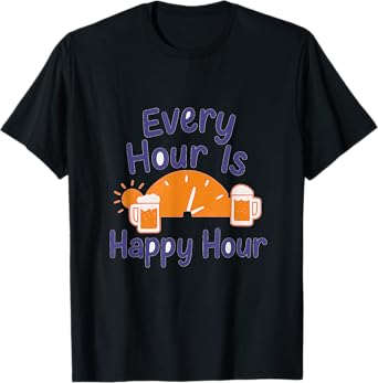 Every Hour Is Happy Hour Beer Clock Graphic T-Shirt
