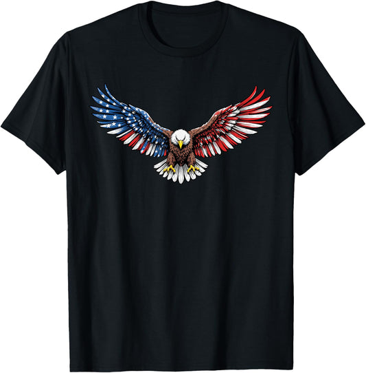 Patriotic Bald Eagle 4th of July USA American Flag Men Boys T-Shirt