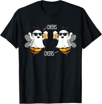 Boo Bees and Beer Lover Halloween Vintage Costume Cute Ghost T-Shirt