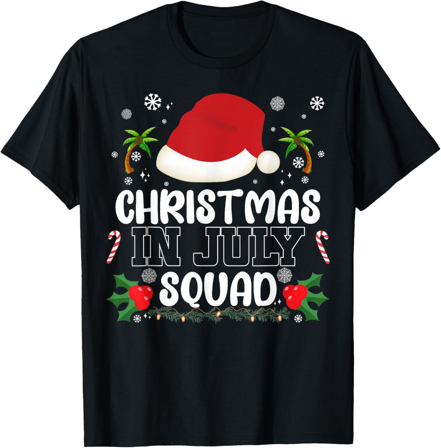 Funny Vacation Christmas In July Squad Xmas Santa Summer T-Shirt
