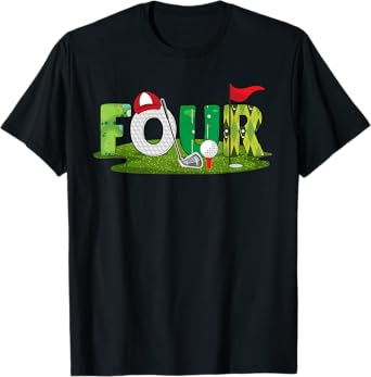 4th Birthday Golf Theme 4 Year Old Kids Sport Party T-Shirt