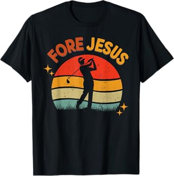 FORE Jesus Christian Golf Retro 70s Religious Golfing Men's T-Shirt