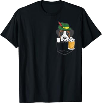 Pocket Boxer German Hat Oktoberfest Cute Dog Owner Men Women T-Shirt
