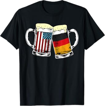 Funny Oktoberfest German American Flag Prost Beer Mug Print T-Shirt