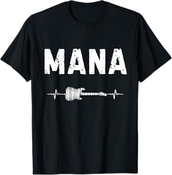 Mana Guitar Heartbeat Music Guitarist Retro Vintage T-Shirt