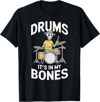 Funny Drummer Skeleton Playing Drums T-Shirt