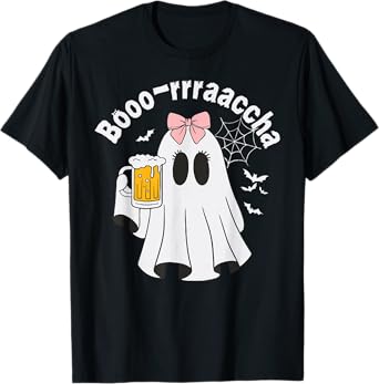 Boo-Racha Cute Ghost Coquette Beer Party Halloween Costume T-Shirt